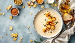 Le velouté de saumon parfait pour Noël : onctueux, réconfortant, avec des croûtons dorés aux algues qui changent tout