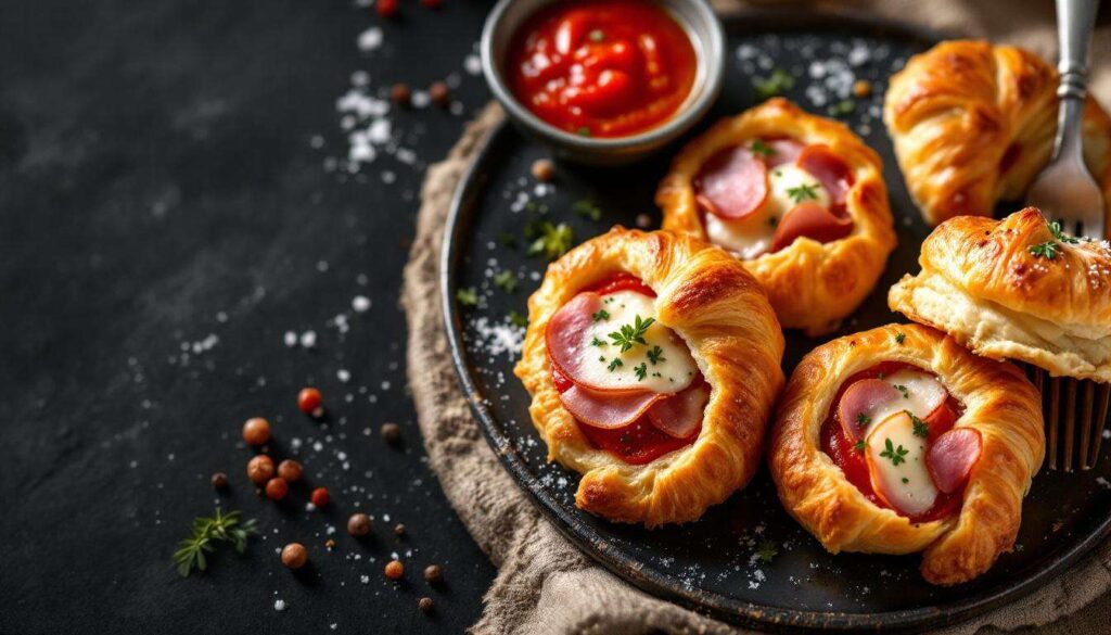 Ces mini croissants apéritif goût pizza jambon-fromage font un carton à chaque soirée