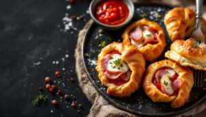 Ces mini croissants apéritif goût pizza jambon-fromage font un carton à chaque soirée