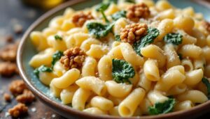 Ce plat ultra-crémeux aux coquillettes bluffe tout le monde : parmesan fondant, épinards et croquant de noix