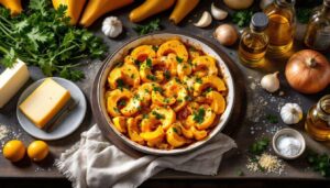 Gratin de butternut au fromage frais : douceur fondante, herbes fraîches et crème pour réchauffer les soirs d’hiver