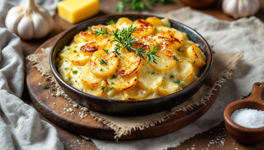 Un gratin de pommes de terre au chèvre fondant et ultra crémeux