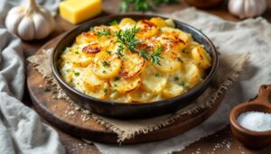 Un gratin de pommes de terre au chèvre fondant et ultra crémeux